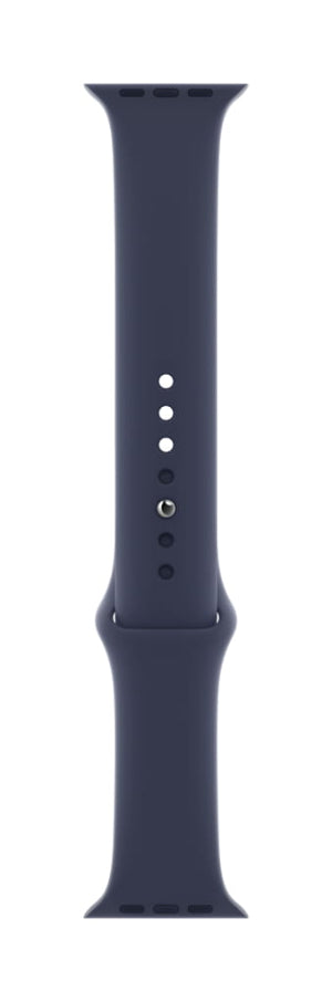 Navy blue watch strap on a white background